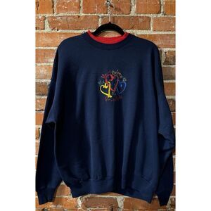 Vintage Women's 90's‎ Heart Belongs Grandma Embroidered Navy Sweatshirt Size XL